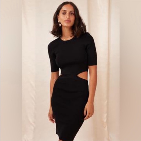 Zara Black Side Cut Out Bodycon Mini Dress - Picture 1 of 12